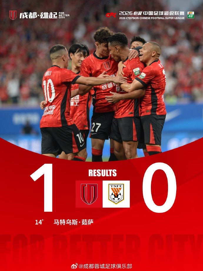 茹萨头槌定音，蓉城主场1-0力克泰山创上座新高