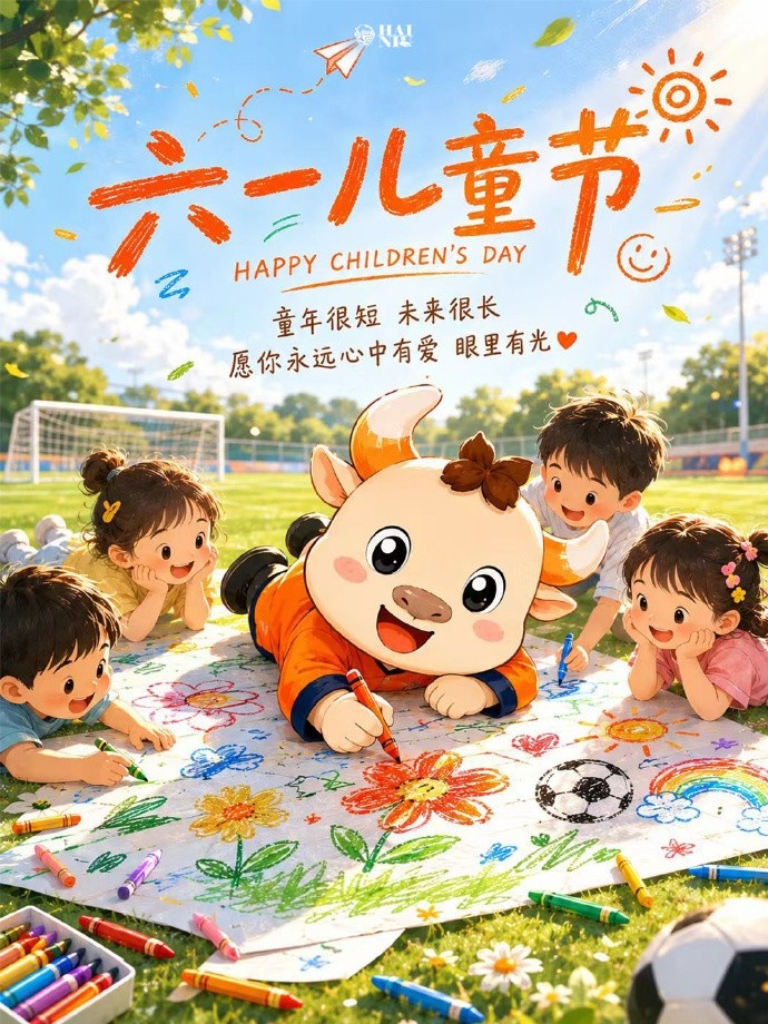 青岛海牛六一海报：三代人绿茵传承 青训注册量三年涨47%