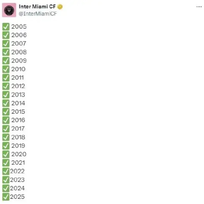 梅西2025年首球，连续21年进球纪录延续