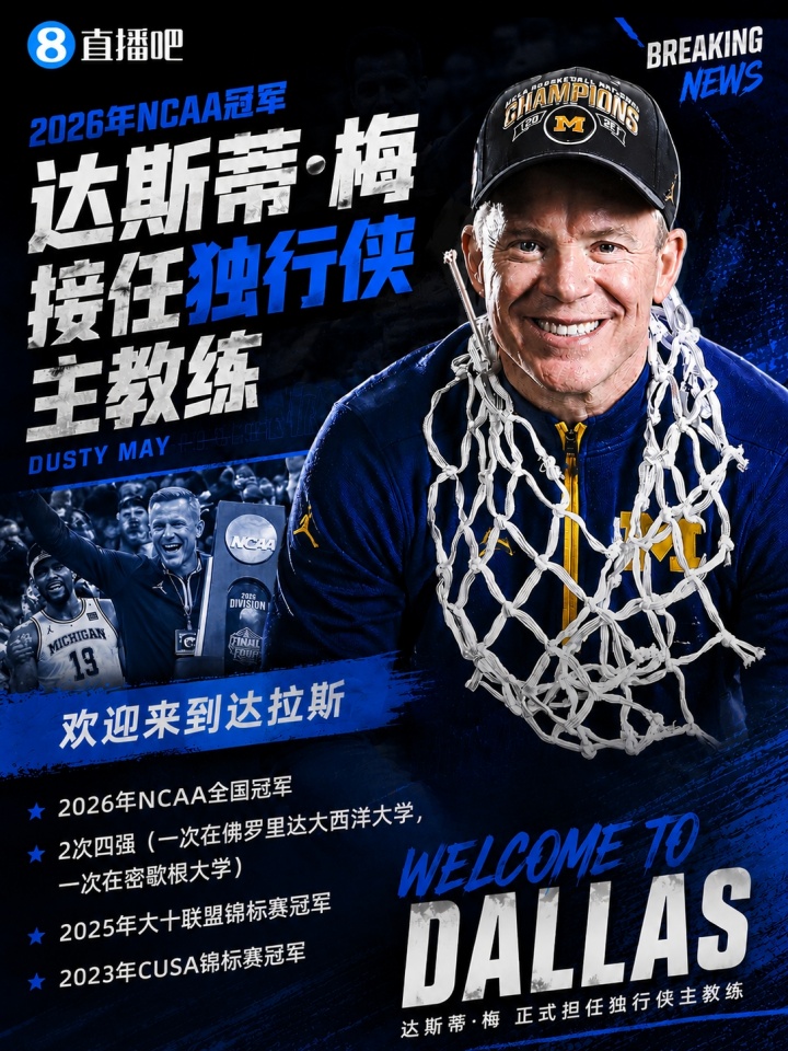 NCAA冠军教头达斯蒂·梅空降达拉斯 独行侠新掌门锁定 NCAA冠军教头达斯蒂·梅空降达拉斯 独行侠新掌门锁定