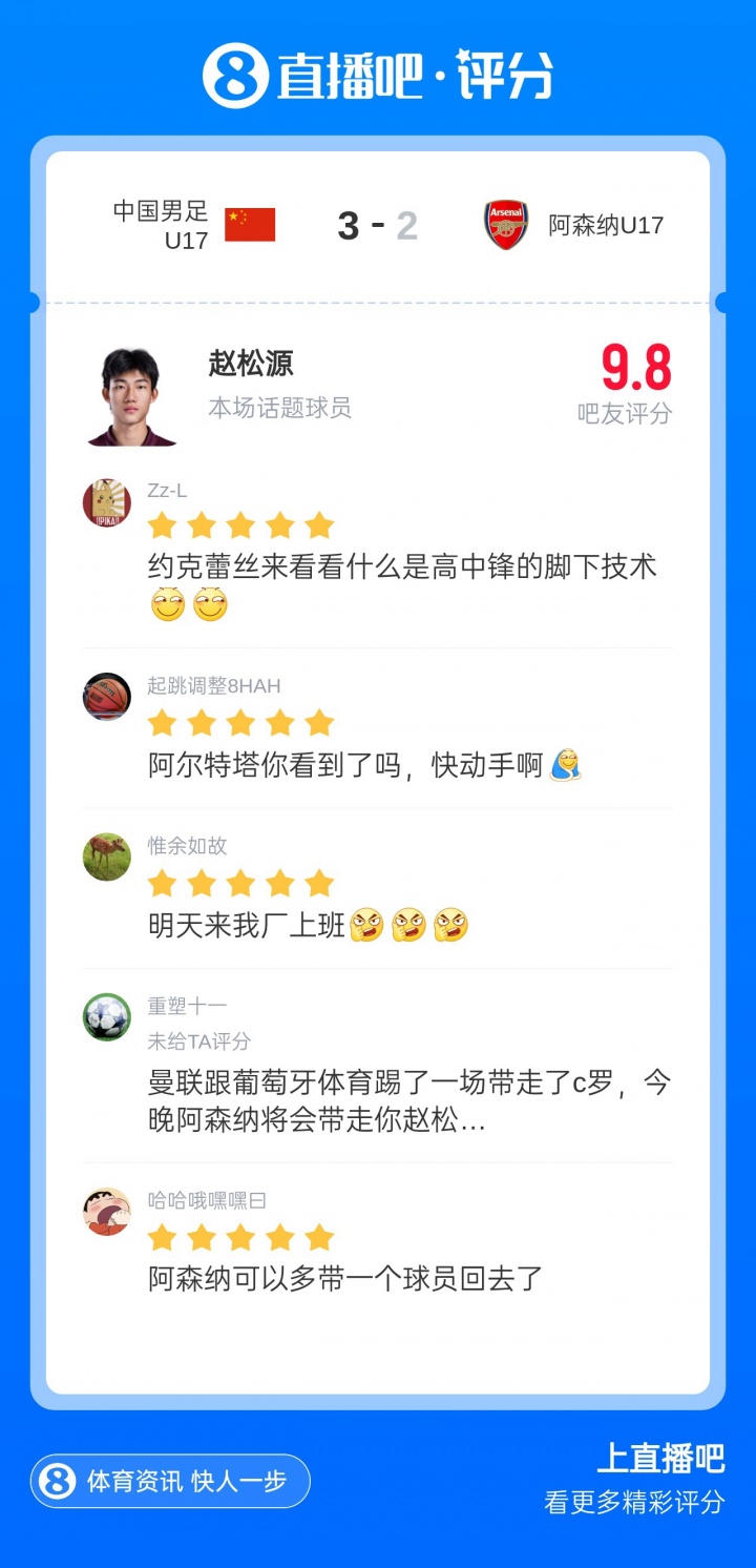 赵松源梅开二度+读秒绝杀 U17国足3-2阿森纳U17 赵松源梅开二度+读秒绝杀 U17国足3-2阿森纳U17